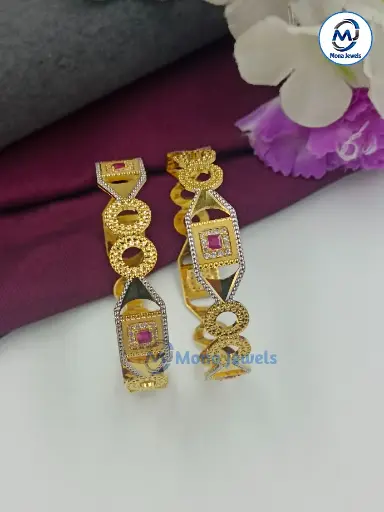 2pc Rhodium CNC Bangles